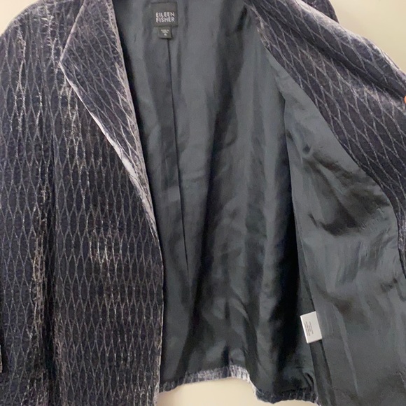 Eileen Fisher Silk Velvet Quilted Open Blazer/Jacket Topper Size Medium - Picture 6 of 10
